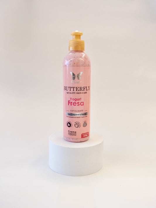 Crema Exfoliante de Yogurt y Fresa – Hidratante Corporal y Facial (250g)