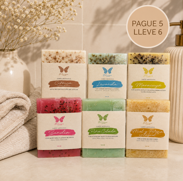 Kit Jabones Artesanales 100 g – Paga 5 y Lleva 6 | Pack Ahorro